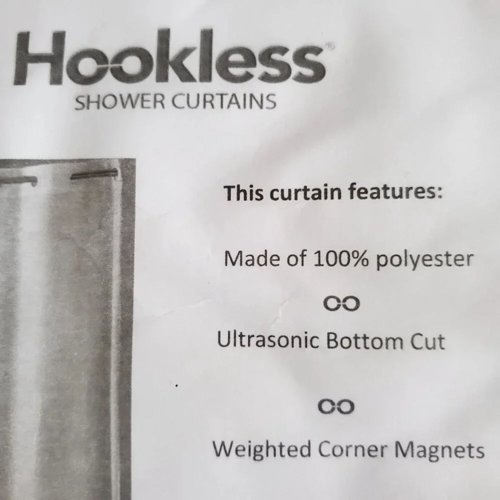 New Hookless Shower Curtain By Focus Hospitality White on White Geometric Sateen